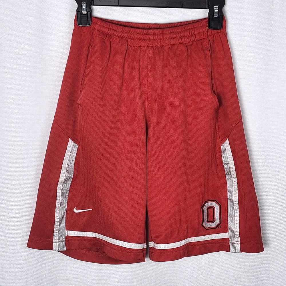 Nike Dri Fit Ohio State Buckeyes Red Basketball Shorts Youth Boys Large Pockets